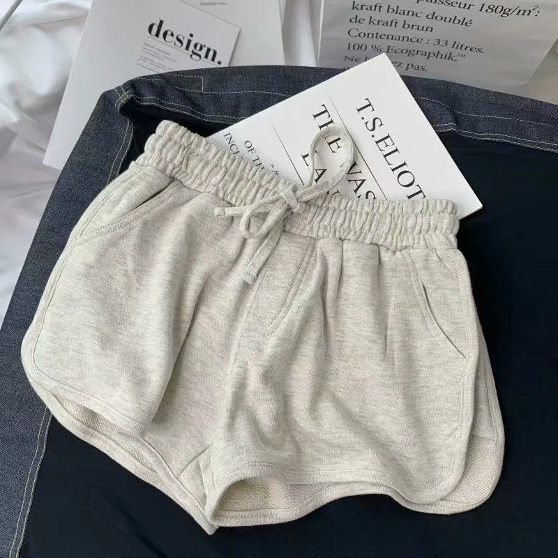 Beach Loose Fit Tied Rope Yoga Casual Wide-Leg High-Waisted Sports Running Shorts