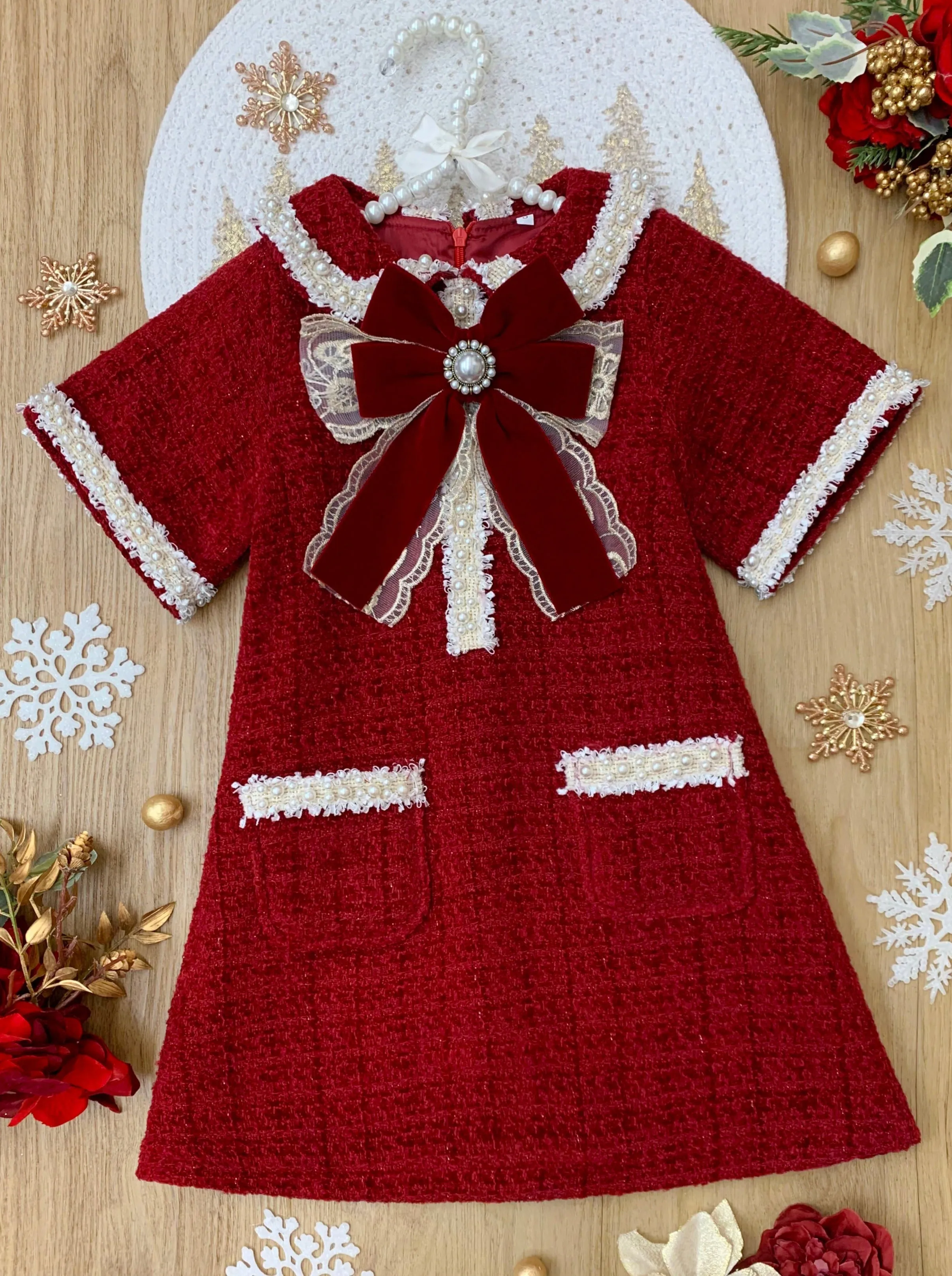 Cozy Meets Chic Burgundy Tweed Dress