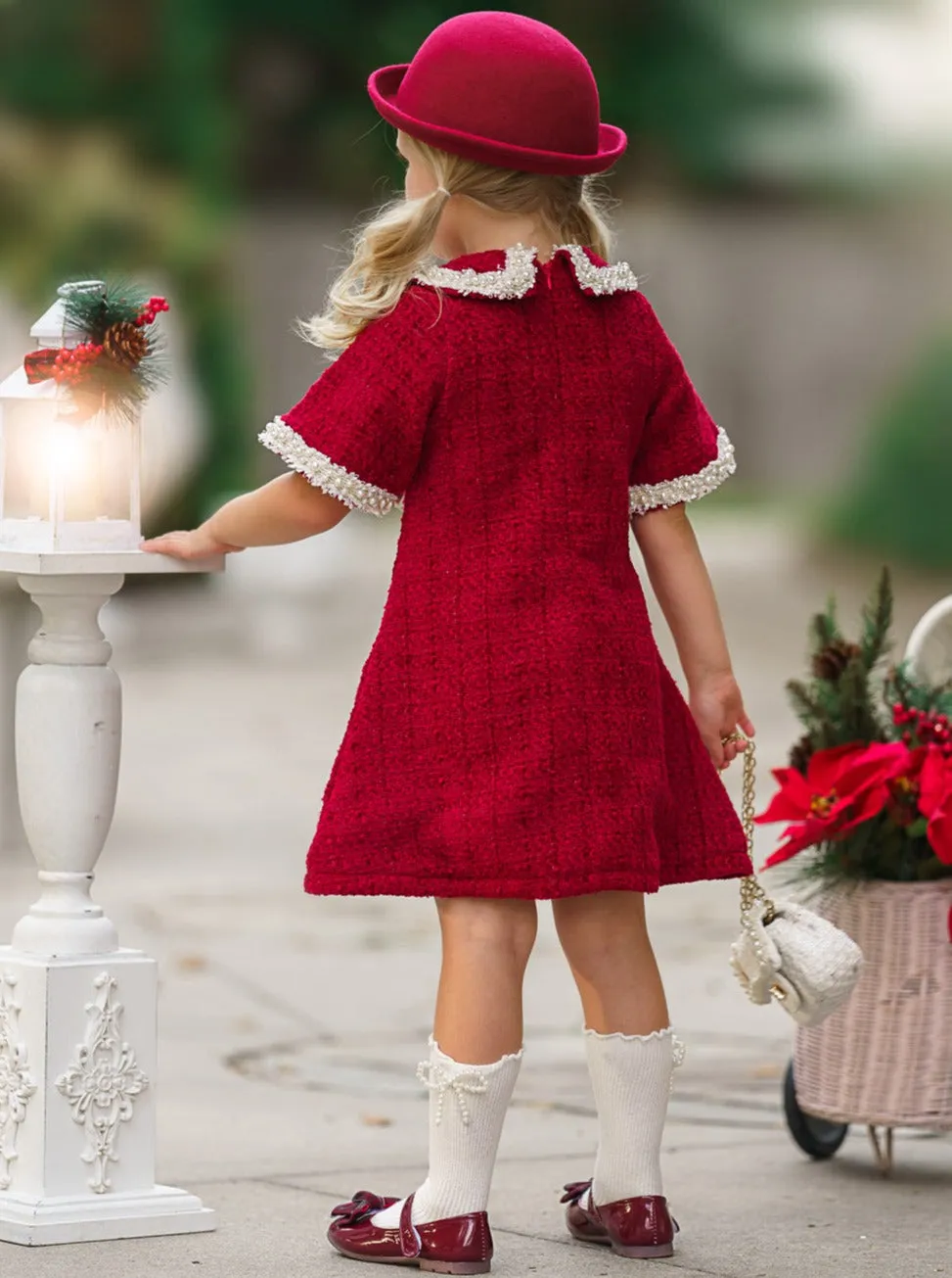 Cozy Meets Chic Burgundy Tweed Dress
