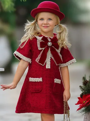 Cozy Meets Chic Burgundy Tweed Dress