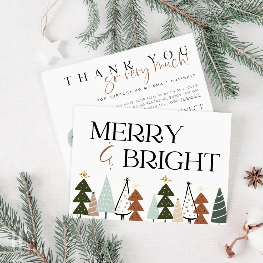 Cute Boho Christmas Business Thank You Card Canva Template