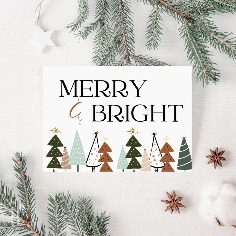 Cute Boho Christmas Business Thank You Card Canva Template