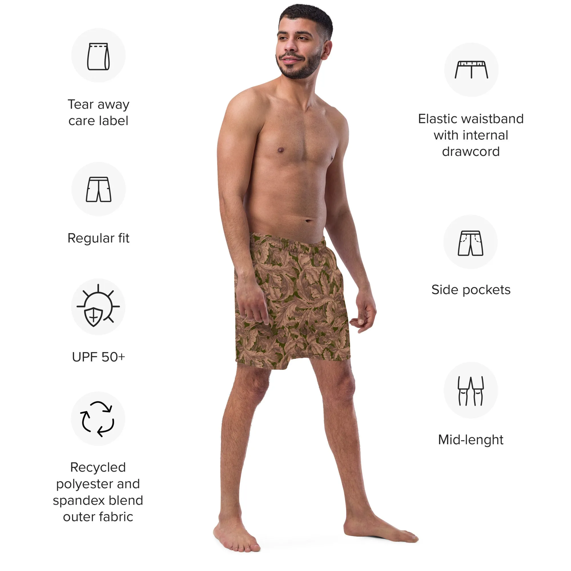 Deadleaves Camo Men's Swim Trunks