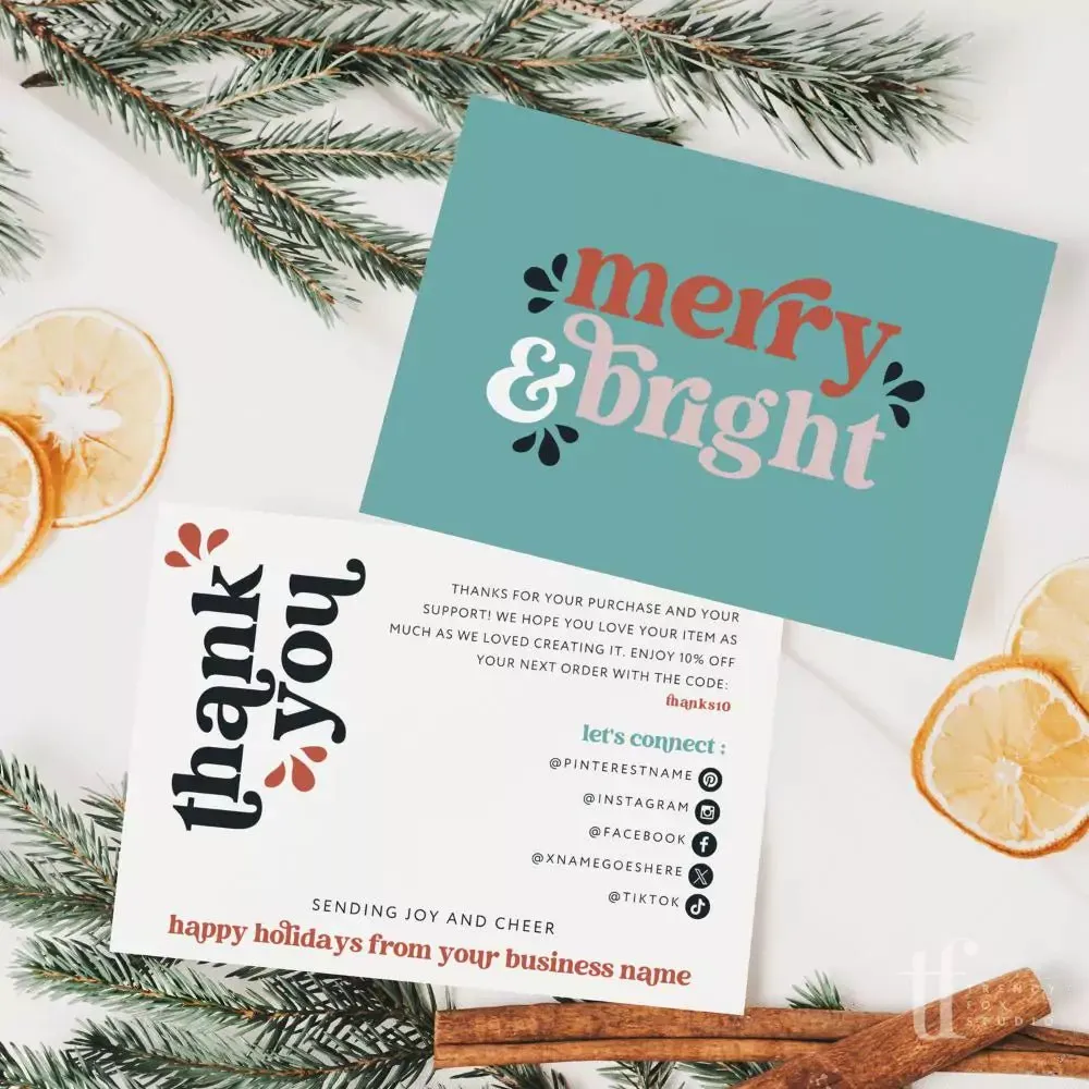 Retro Christmas Business Thank You Card Canva Template | Seasonal Xmas Thank You